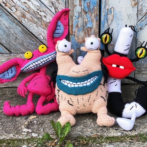 Pdf REAL MONSTERS 3 crochet patterns, amigurumi digital crochet tutorial, 90th kids, crochet monster, Nickelodeon, DIY gift, Birthday