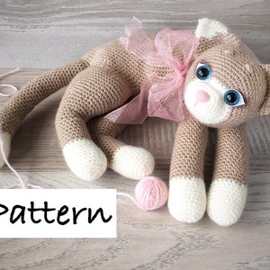 PDF of curled up CAT, crochet pattern of soft toy, crochet realistic cat, crochet kitten, cute kitty, illustrated tutorial, Easter