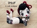 PDF PIN-UP girl crochet pattern, pin-up handmade doll tutorial, crochet pin-up doll instruction, amigurumi toy, video tutorial, Halloween