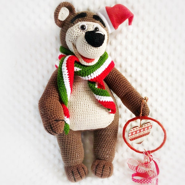 The BEAR without Masha crochet pattern, big crochet bear, amigurumi toy, stuffed plushie, illustrated tutorial, Birthday