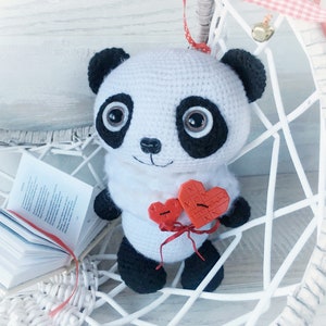 PDF of cute PANDA BEAR, crochet pattern of panda, amigurumi bear, handmade soft toy, plushie, detailed illustrated tutorial, Birthday