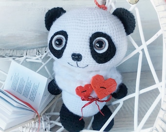 PDF of cute PANDA BEAR, crochet pattern of panda, amigurumi bear, handmade soft toy, plushie, detailed illustrated tutorial, Birthday