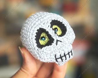 Pdf SKULL crochet pattern + video,  digital crochet tutorial, sugar skull, day of the dead, crochet skull,DIY gift, Birthday present