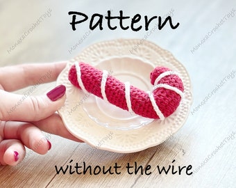 Pdf CANDY CANE crochet pattern + video, Christmas tree decoration, amigurumi digital crochet tutorial, Christmas ornament, DIY small gift