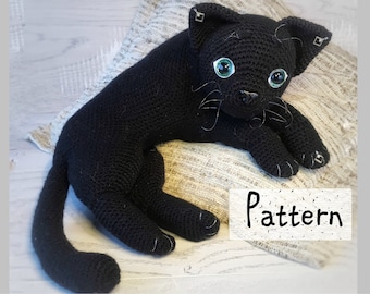 PDF of curled up CAT, crochet pattern of soft toy, crochet realistic cat, crochet kitten, cute kitty, illustrated tutorial, Birthday