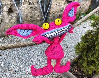 PDF of crochet MONSTER Pink Mosquito detailed illustrated pattern soft toy monster handmade 90th kids Halloween
