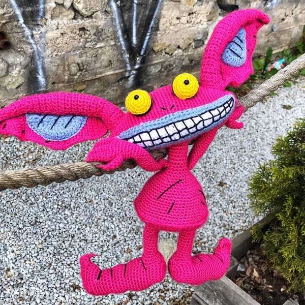 PDF of crochet MONSTER Pink Mosquito detailed illustrated pattern soft toy monster handmade 90th kids Halloween