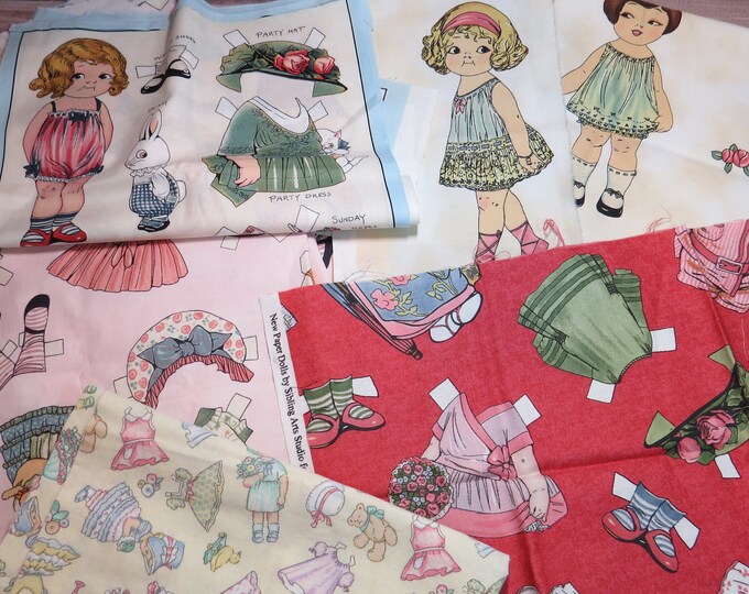 Paper Doll Print Fabric Pieces Etsy