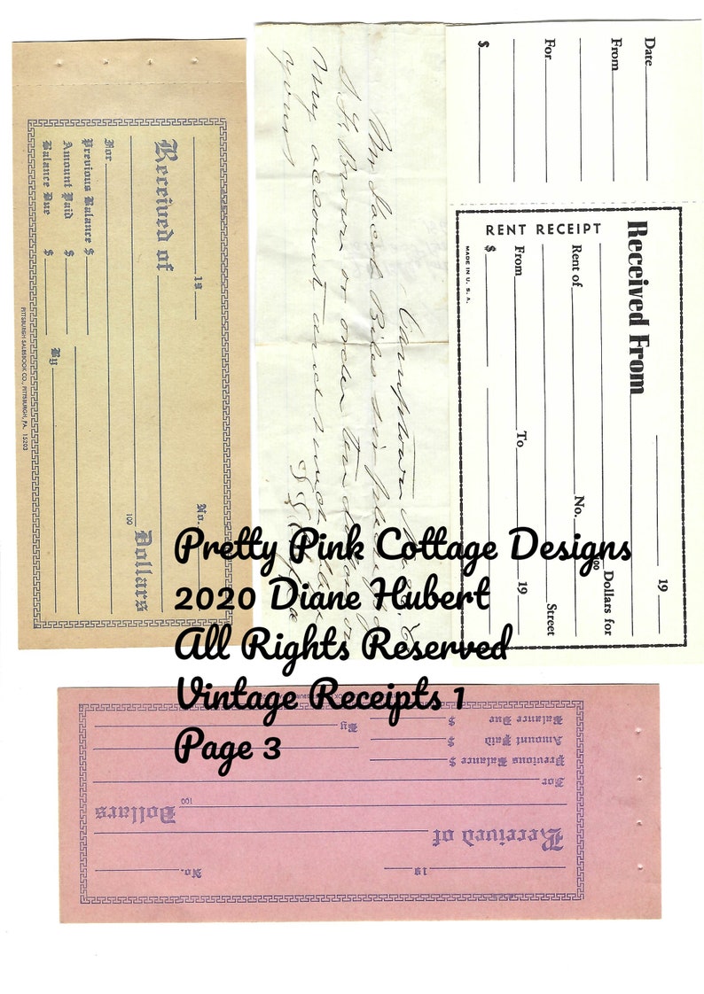 Vintage Receipts 1 Etsy