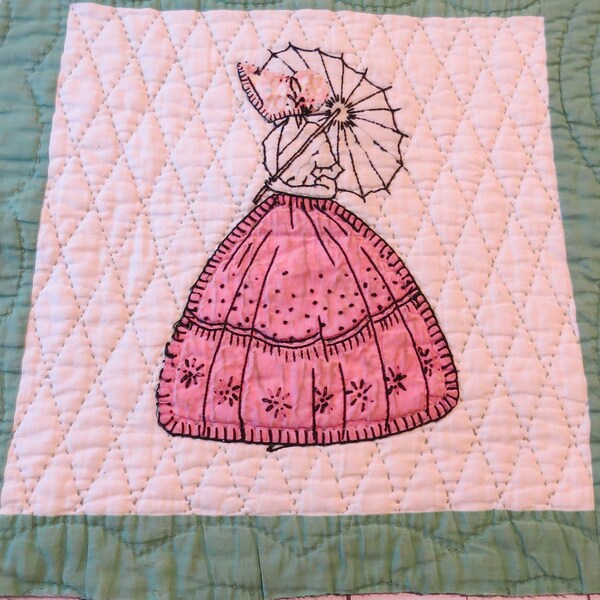 Lady With Parasol Quilt Block