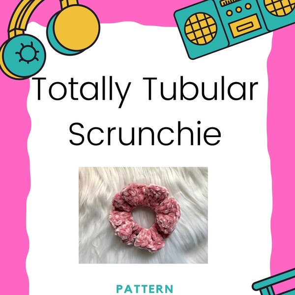 Totally Tubular Scrunchie MUSTER | Gehäkeltes Scrunchie | Muster | Samt Scrunchie | 80er Jahre Stil