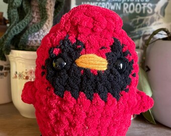 Crochet Cardinal Plush | Darla, Amigurumi Bird Stuffed Animal
