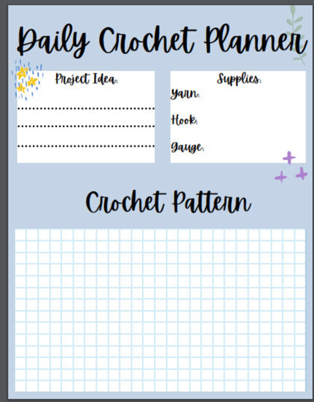 Crochet Pattern Planner | Daily Design, Colorful Printable Sheets ...