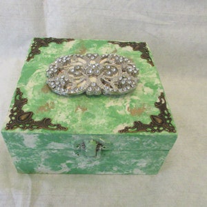 Wooden  Box, Mixed Media Art,  Trinket Box. Decorative box.