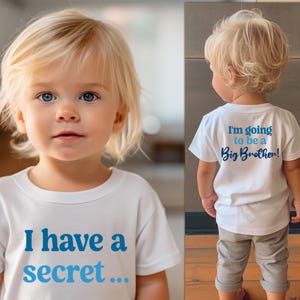 Big Brother Announcement - I Have a Secret & I&#39;m Going to be a Big Brother! Digital Design Bundle, New Baby Announcement, Toddler Shirt SVG