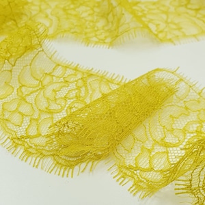 Gelbe Spitzenborte, Französische Spitze, Chantilly Spitze, Brautkleid Spitze, Hochzeitsspitze, Gelbe Spitze, Florale Spitze, Strumpfbandspitze, Dessous Spitze MK00626