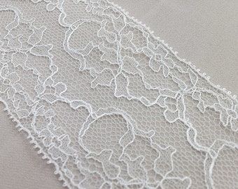 White Lace Trim, French Lace trim, Chantilly lace, Bridal lace, Wedding Dress lace, White Lace, Boho wedding lace, Lingerie Lace MB00466