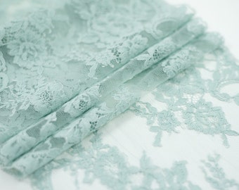 Mint lace trim, Chantilly lace, Foral lace, bridal lace, Wedding lace trim, Embroidered lace, Green lace, By the yard MK00565