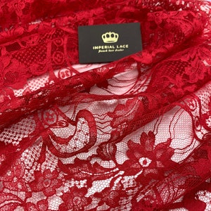 Rote Französische Spitzenborte, Solstis Spitze, Baumwollspitze, Brautspitze, Chantilly Spitze, Wäschespitze, Couture Spitze, Florale Spitze, Meterware MK00648