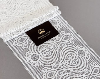 White Lace Trim, Bridal Gown Lace, Alencon Lace, French Lace trim, Wedding Lace, Lingerie lace, Embroidered lace, By the yard MB00185