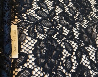 Blue Floral lace fabric, Embroidered lace, French Lace, Wedding Lace, Bridal lace, Blue Lace, Veil lace, Lingerie Lace, Alencon Lace K00343