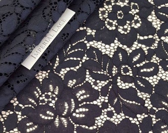 Black lace fabric, Embroidered lace, French Lace, Wedding Lace, Bridal lace, Black Lace, Veil lace, Lingerie Lace, Alencon Lace M00105