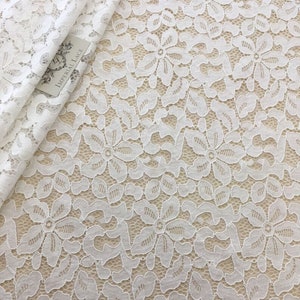 Off-white lace fabric, Off-white Alencon lace, Wedding Lace, Bridal lace, White Lace, Veil lace, Lingerie Lace, Boho lace fabric B000083