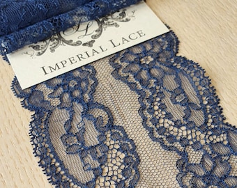 Blue lace trim, Elastic lace, Floral lace trim, Chantilly Lace, Lingerie lace, Scalloped lace trim, Lace trim, Stretch lace trim MK00419