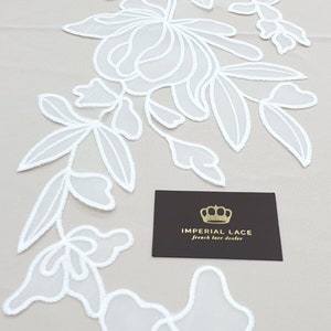 White Floral lace applique for bridal dress, Flower lace patches, Lace applique, Wedding dress lace patch, White bridal lace A00142