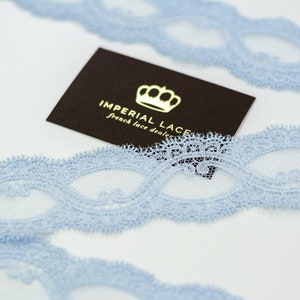 Light blue lace trim, French Lace, Wedding Dress Lace, Scalloped lace, Eyelash lace, Floral Lace, Lingerie Lace, by the yard MK00546