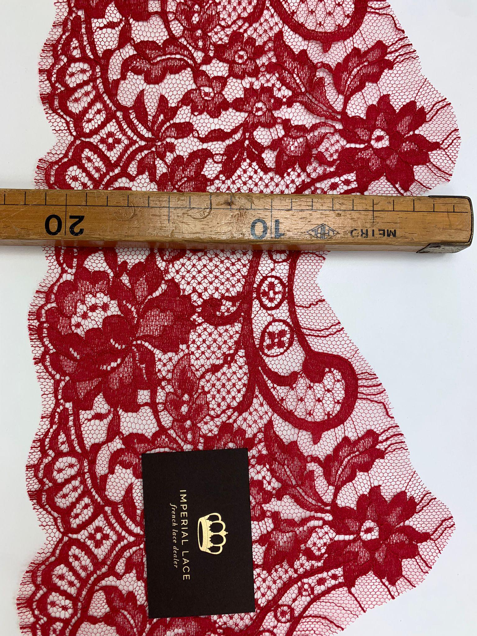 Red Lace Trim, French Solstiss Lace, Cotton Lace, Bridal Lace