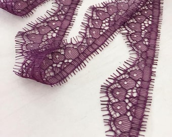fliederfarbene Spitzenborte Hochzeitsspitze Spitzenbesatz Trimming Französische Spitze Hochzeitsspitze Spitzenstoff lilafarbene Spitzenborte Dessous Spitze MK00203