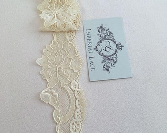 Sand yellow lace trim, Wedding lace trim, French lace trim, Floral lace, Stretch lace, Garter lace, Lace trim, Lingerie Lace MK00350