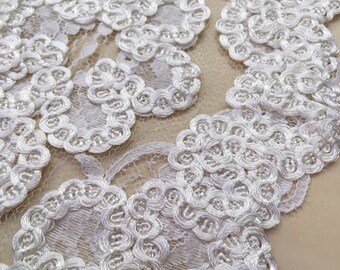 Ivory Lace Trim, French Lace, Alencon Lace, Bridal Gown Lace, Wedding Lace, Ivory Lace, Veil Lace, Garter Lace, Lingerie Lace MB00167