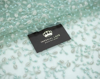 Tela de encaje 3D, encaje verde, tela de encaje con cuentas, Spitzenstoff, encaje francés, encaje de boda, hecho a mano, encaje nupcial, encaje de lencería K01195
