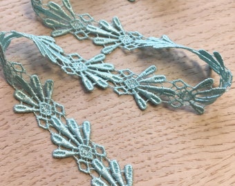 Light blue lace trim, blue Macrame lace trimming, French lace trim, Chantilly Lace Trimming, Lace Trim, French made, MK00272