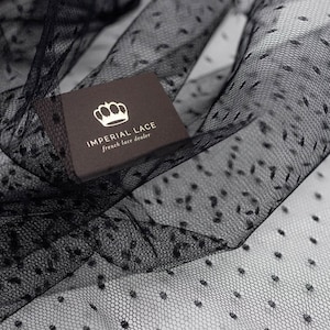 Black tulle fabric with dots, Lingerie net, Black net fabric, Mesh fabric, Dotted tulle, Hard tulle fabric, Fabric by the yard T00314