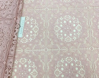 Old rose lace fabric, French Lace, Wedding Lace, Bridal lace, Pink Lace, Alencon Lace K00592