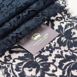 Finiture in pizzo nero, pizzo francese, pizzo Alencon, pizzo da sposa, pizzo da sposa, finiture in pizzo, pizzo per abito, pizzo lingerie, Spitzenstoff MM00202