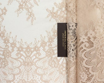 Beige Lace Fabric, Romantic Floral Lace Fabric, French Lace, Embroidered Lace, Wedding Lace, Bridal Lace, Veil Lace, Lingerie Lace K01081