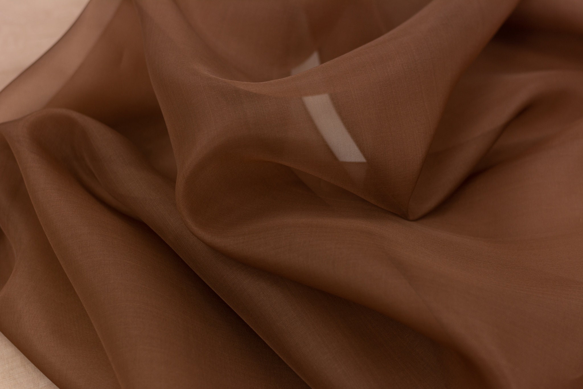 Brown color silk organza silk organza brown pure silk Etsy
