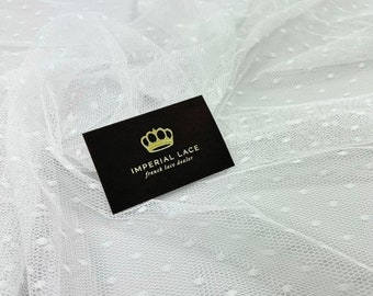 Off White Dotted tulle fabric, Soft tulle fabric, Bridal tulle, Wedding tulle, Veil tulle, White tulle, Mesh fabric, By the yard T00253