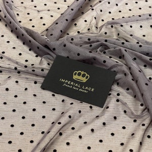 Greyish brown tulle with dark brown dots fabric, Lingerie net, Tulle fabric, Dotted tulle, Elastic tulle fabric, Polyamide tulle T00338