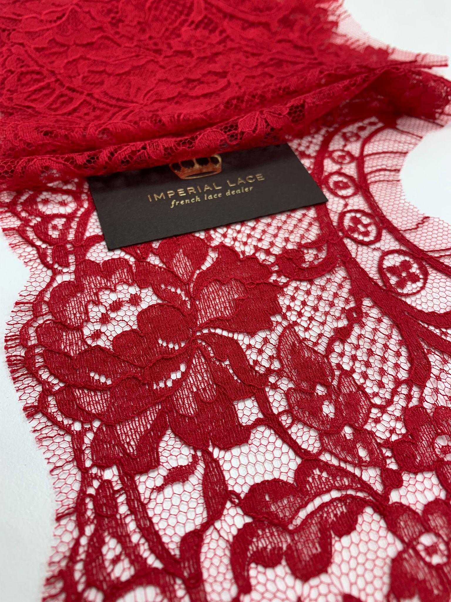 Red Lace Trim, French Solstiss Lace, Cotton Lace, Bridal Lace