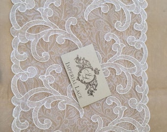 Bordure en dentelle blanc cassé, dentelle française, dentelle de chantilly, dentelle pour robe de mariée, dentelle de mariage, dentelle blanche, voile, jarretière, lingerie en dentelle MB00150