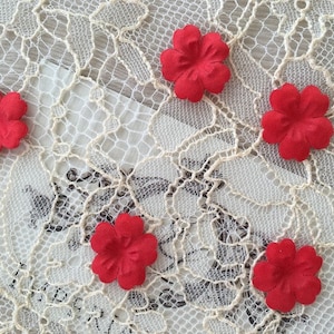 5pcs Red bridal fabric flowers, Bridal fabric, Flowers, Hair pins, Hair accessories, Bridal accessories, Wedding accessories P0013