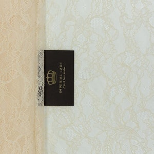 Cream Lace Fabric, French Lace Fabric, Floral Chantilly Lace, Scalloped Lace Fabric, Bridal Lace, Lingerie lace K01170