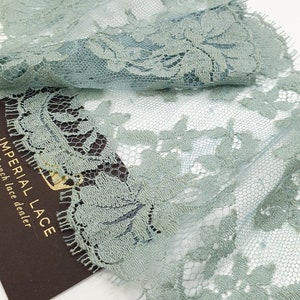 Sage green lace trim, French lace, Chantilly lace, Bridal lace, Scalloped lace, Vintage lace, Lingerie lace trim, Floral lace  MK00614