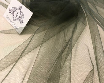 Dark Khaki tulle fabric,Lingerie khaki net, Khaki net fabric, lingerie net fabric, tulle fabric Green tulle fabric, Khaki green tulle T00165