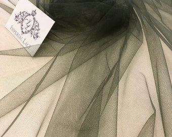 Dark Khaki Tulle Fabric, Polyester Lingerie Net